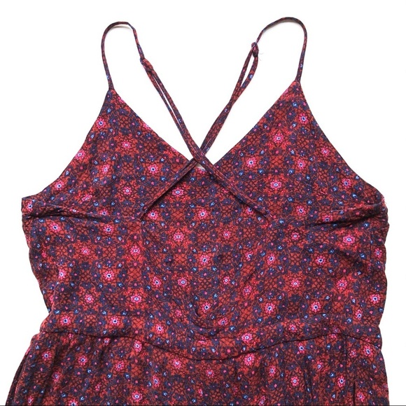 Free People Sunset Jumpsuit Red Floral Strappy Backless Boho - Picture 6 of 16